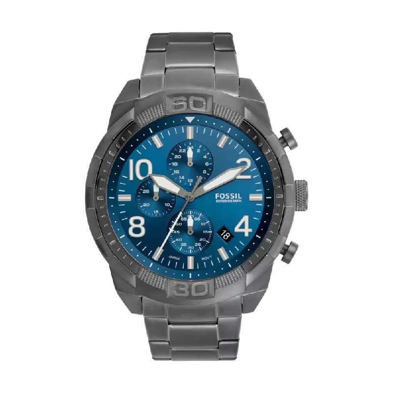 premium watches with luxurious leather bands for men -Fossil FS5711 Bronson Analog Blue Dial Men's Watch