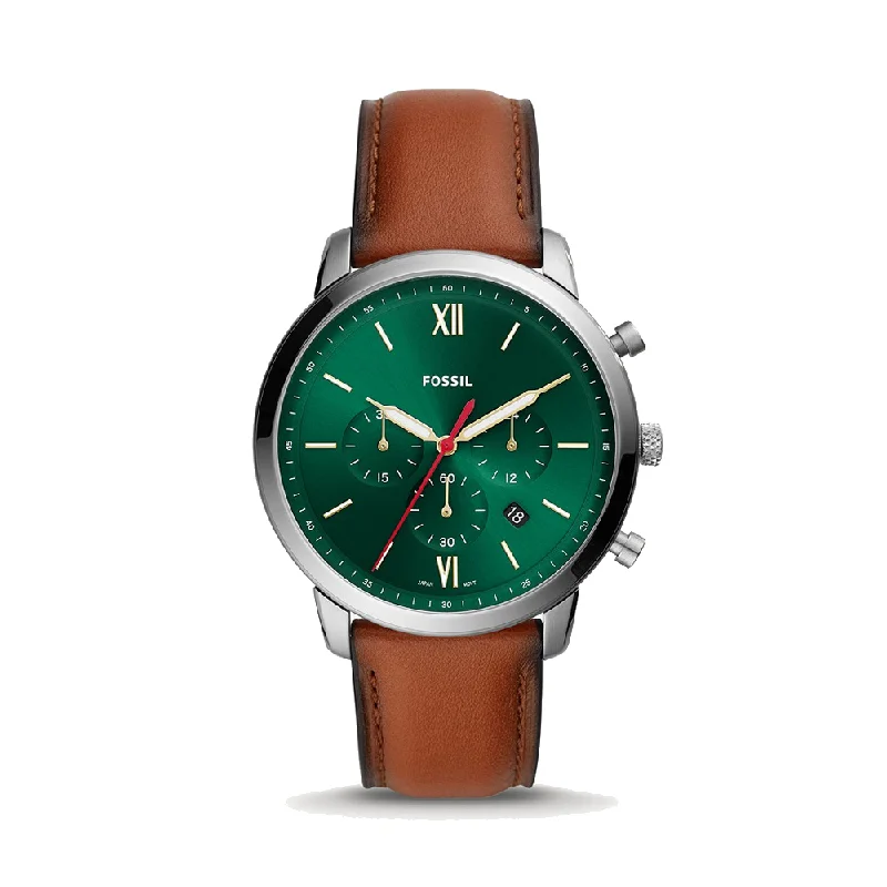 elegant women's watches with minimalist face and leather band -Fossil FS5735 Neutra Chrono Analog Green Dial Men's Watch