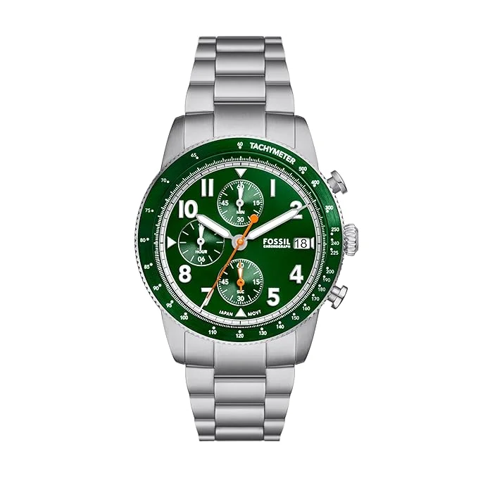 high-quality watches for men with GPS tracking features -Fossil Men's Sport Tourer Chronograph Stainless Steel Watch FS6048