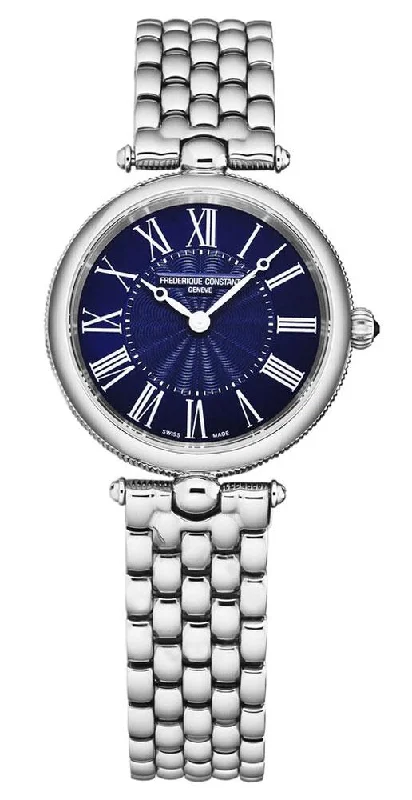 high-quality sport watches for men with GPS and heart rate -Frederique Constant Classics Art Deco Stainless Steel Blue Dial Quartz Womens Watch FC-200MPN2AR6B