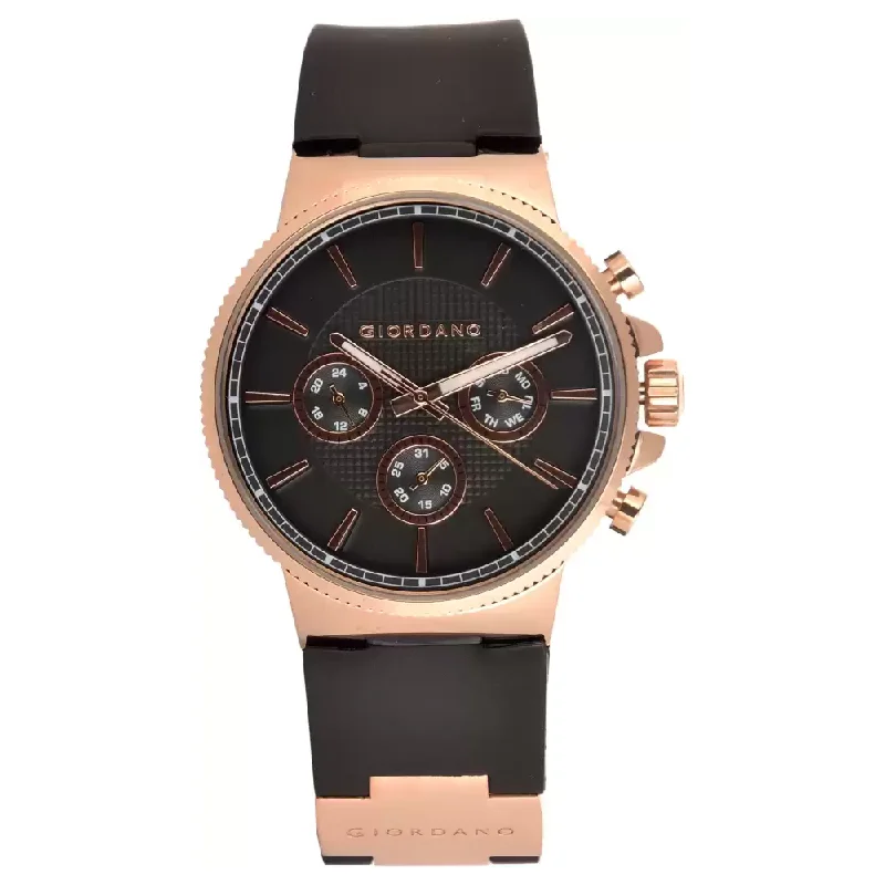 fashion watches with geometric designs for women -GIORDANO Black Multi-Function Analogue Men Watch 1825-02