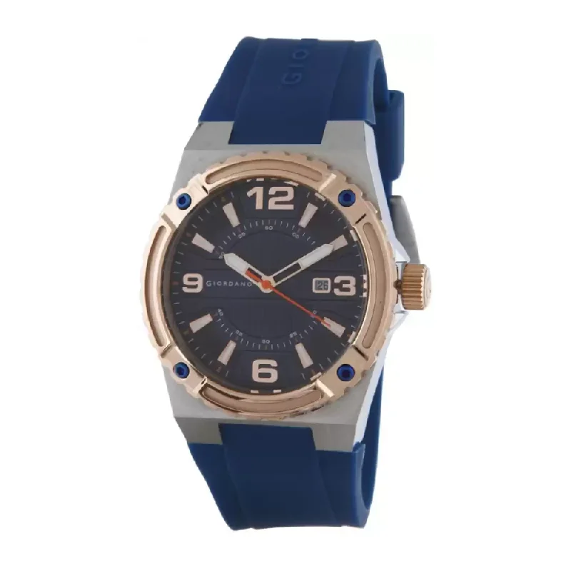 eco-friendly watches with natural wooden materials -Giordano Blue Dial Analog Mens Watch 1868-02