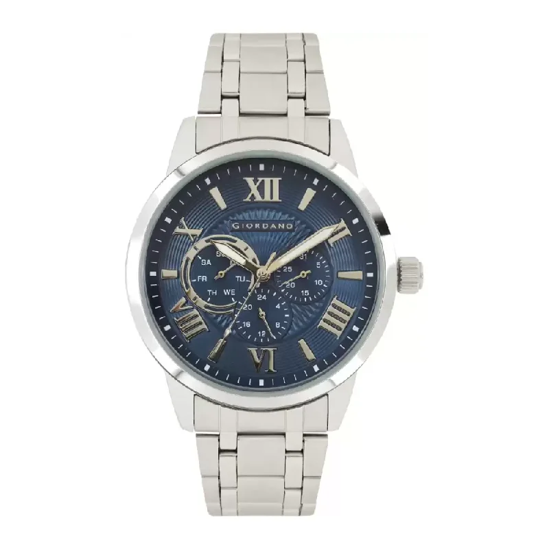 fashion watches for women with oversized face -GIORDANO Blue Dial Multifunction Analogue Men's Watch A1077-33