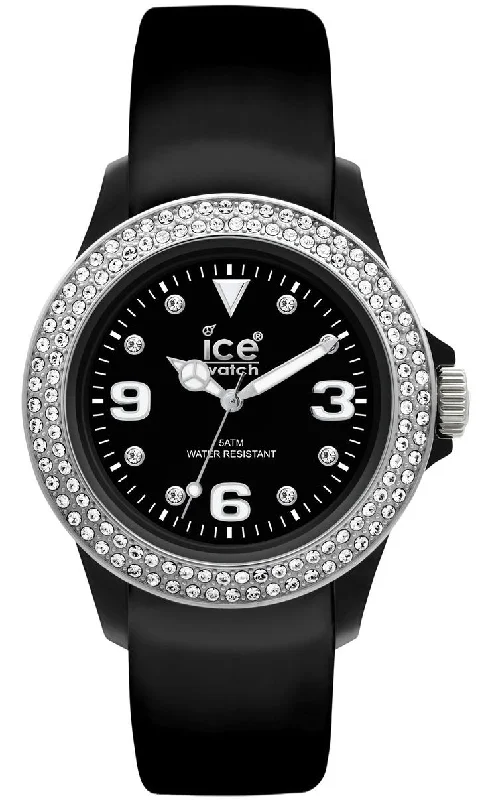 men's smartwatches with step tracking and heart rate -Ice-Watch Stone Tycoon Swarovski Crystals Black Polyamide & Steel Unisex Strap Watch ST.BS.U.L.10