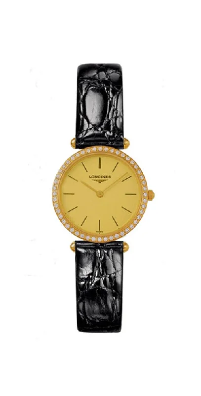 men's watches with detailed dials and simple designs -Longines La Grande Classique Agassiz 18kt Gold & Diamond Womens Strap Watch L4.191.7.32.2