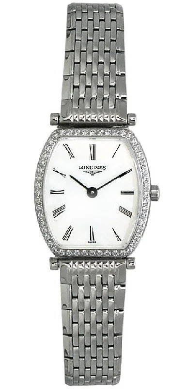 luxury watches with gold and silver combination for men -Longines La Grande Classique Stainless Steel & Diamond Womens Luxury Watch L4.288.0.11.6