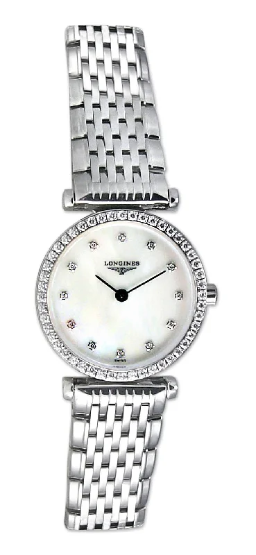 women's watches with multi-colored straps for every style -Longines La Grande Classique Stainless Steel & Diamond Womens Luxury Watch MOP L4.241.0.80.6