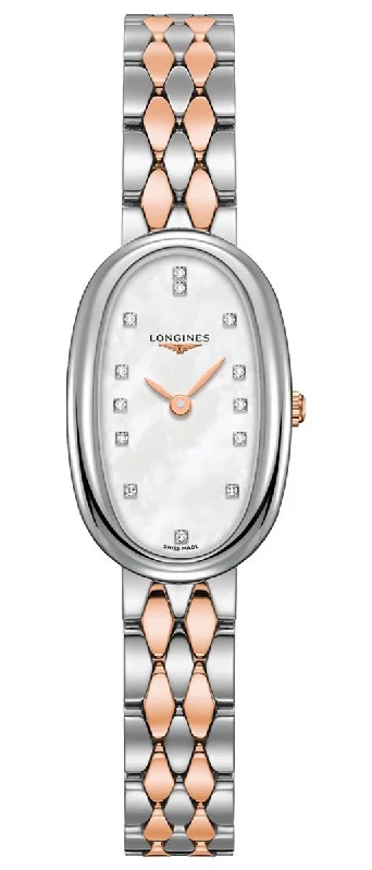 high-end watches for women with luxury features -Longines Symphonette Stainless Steel & Rose Gold Diamond & Mother-of-Pearl Dial Womens Watch L2.305.5.87.7