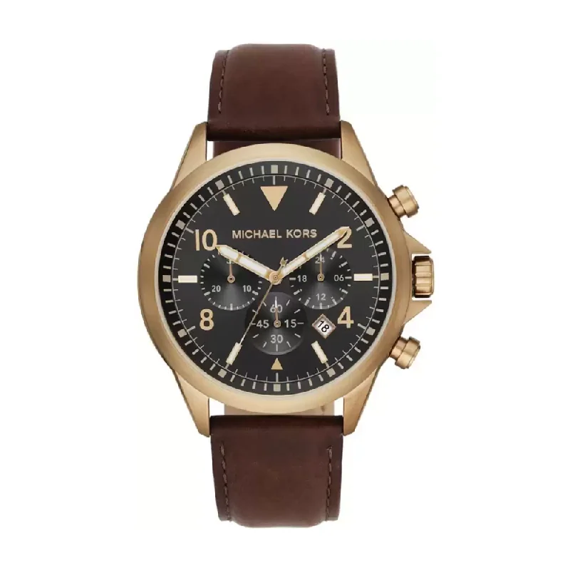 women's watches with ceramic and gold combination -Michael Kors Gage Analog Black Dial Men's Watch-MK8785