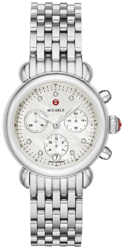 high-end watches for women with luxury features -Michele CSX-36 Chronograph Mother of Pearl Dial Date Stainless Steel Womens Watch MWW03C000516