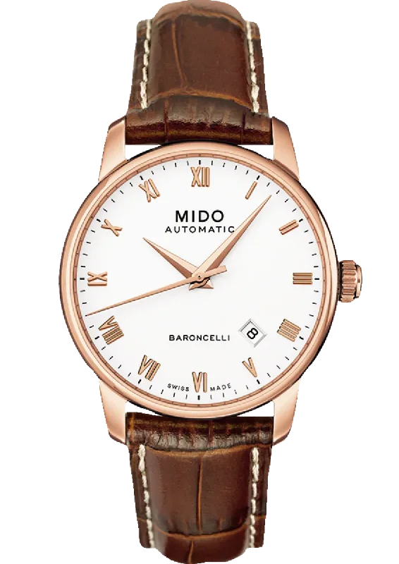 vintage-inspired watches for men with leather straps -Mido Baroncelli