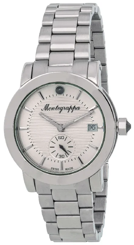 best watches for women with interchangeable leather straps -Montegrappa Nerouno Silver Dial Date Stainless Steel Quartz Women's Watch IDLNWA12