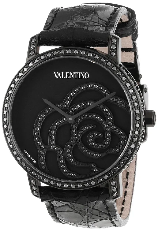 waterproof smartwatches for athletes with GPS -NEW WITHOUT BOX Valentino Rose Black PVD Steel Womens Strap Watch Black Diamonds V41SBQ-6709-SSA09