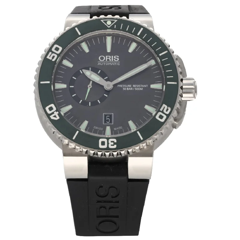 solar-powered watches for outdoor enthusiasts -Oris Aquis 7673 46mm Stainless Steel Watch