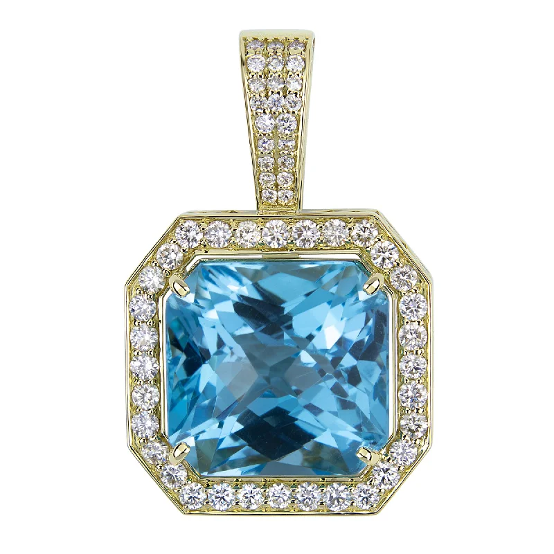 women’s engagement rings with blue diamonds-Pendant - Blue Topaz And Diamond (2332F)