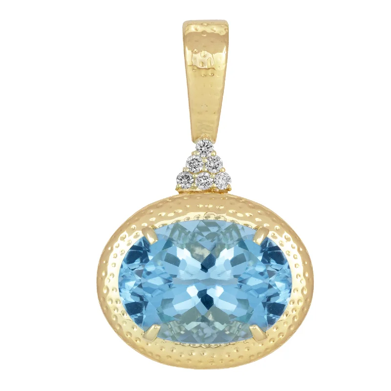 vintage engagement rings with diamonds for men-Pendant - Blue Topaz And Diamond (2369D)