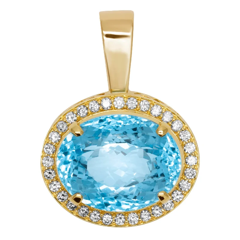 platinum wedding rings with diamonds for women-Pendant - Blue Topaz And Diamond (2394E)