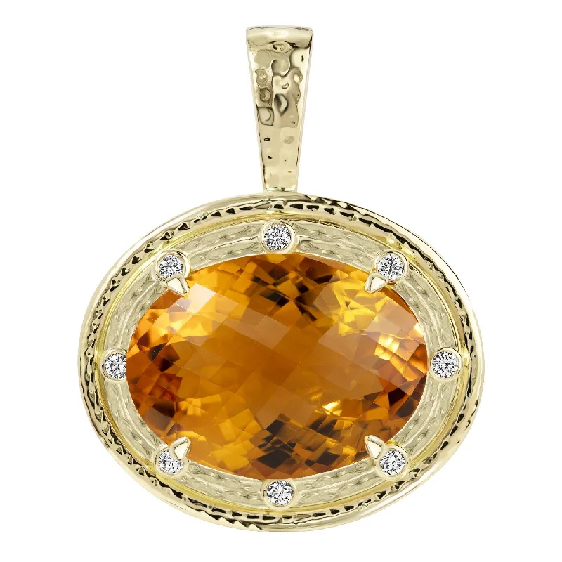 men’s wedding rings with white diamonds and rubies-Pendant - Citrine And Diamond (2362B)