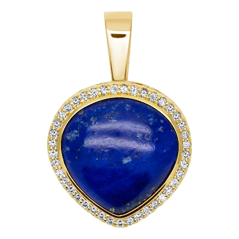 diamond engagement rings with rubies for men-Pendant - Lapis Lazuli And Diamond (2394F)