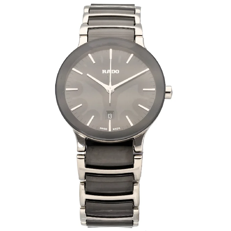 men’s watches with automatic movement and leather bands -Rado Centrix 079.0935.3 28mm Bi-Colour Watch