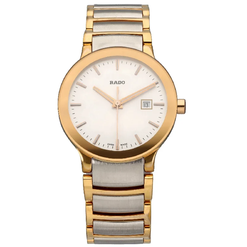 watches for women with sleek metal bands and small dials -Rado Centrix 111.0555.3 28mm Bi-Colour Watch