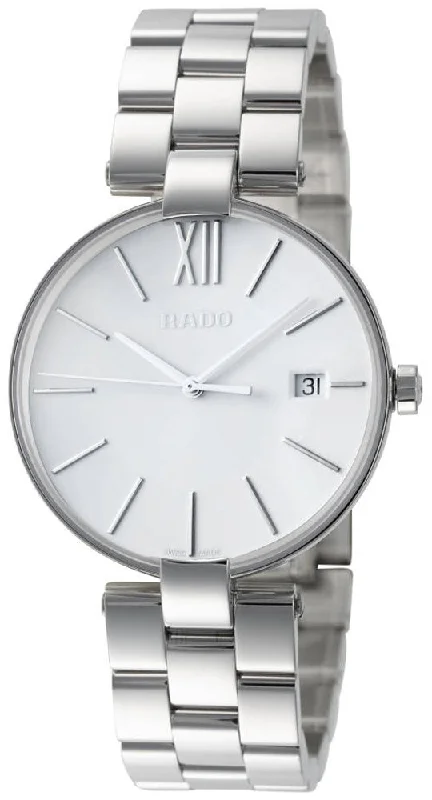 digital watches for men with advanced features -Rado Coupole Silver Dial Date Stainless Steel Quartz Womens Watch R22852013