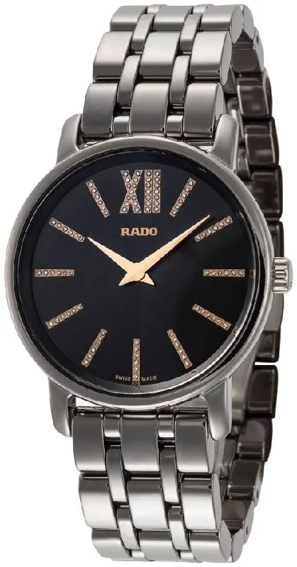 smartwatches with heart rate and activity tracking for women -Rado DiaMaster Mini R14064707 Ceramic Womens Watch Deployment Clasp Analog Dial Bracelet Strap Quartz