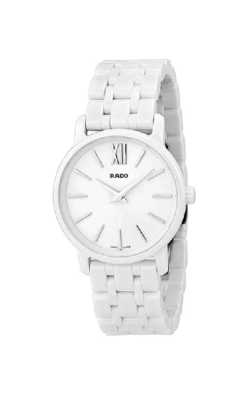 stylish watches for men with sophisticated look -Rado DiaMaster Roman Mini R14065017 Ceramic Womens Watch Round Case Sapphire Crystal Quartz