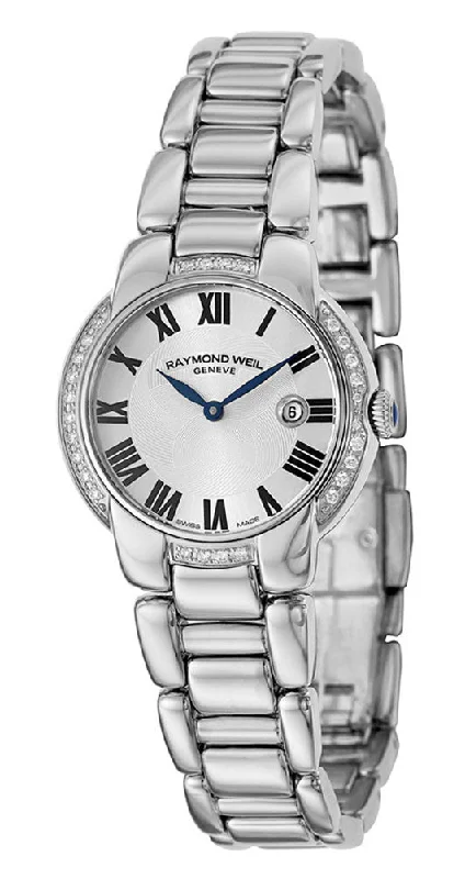 watches for women with elegant design and crystal embellishments -Raymond Weil Jasmine Stainless Steel & Diamond Womens Luxury Watch Calendar 5229-STS-01659