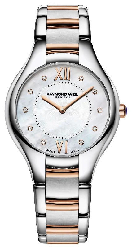 watches for women with mother-of-pearl dial -Raymond Weil Noemia Two-Tone Stainless Steel White Mother-of-Pearl Dial Diamonds Quartz Womens Watch 5132-SP5-00985