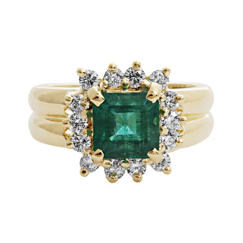 gold rings with sapphires for women-Repair - Ring- Emerald And Diamond (1518L)