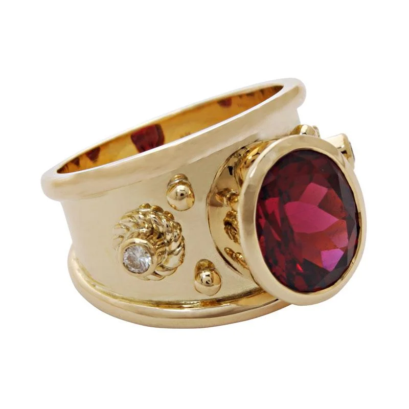 wedding bands for women with diamonds and sapphires-Repair - Ring-Rubellite and Diamond (1790N)