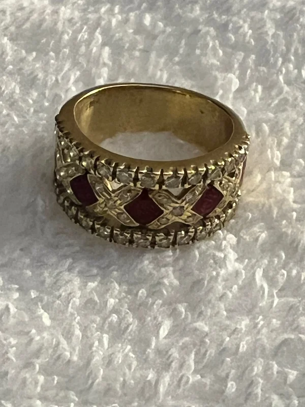 vintage rings for women with diamonds-Repair - Ring - Diamond (Enamel) in 18K Gold