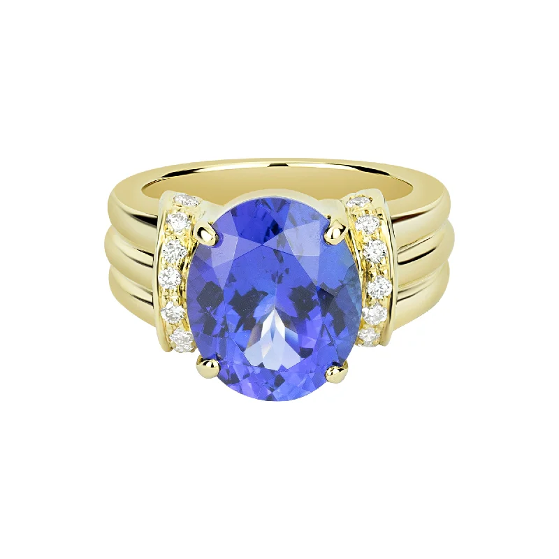 luxury engagement rings with multi-stones for women-Repair - Ring - Tanzanite and Diamond in 18K Gold (2294B)