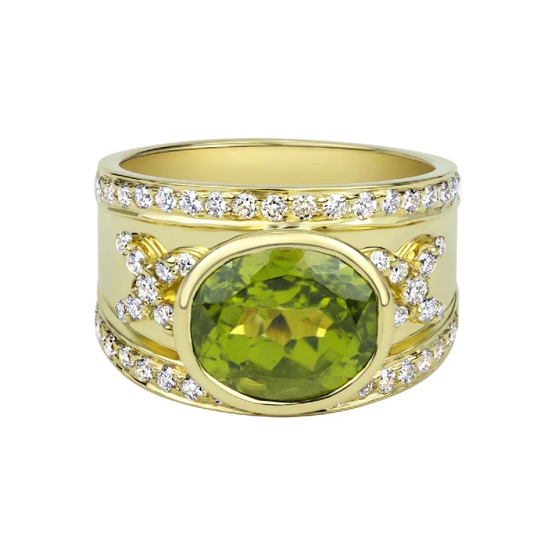 men’s wedding rings with white diamonds and rubies-Repair - Ring - Peridot and Diamond (2331C)