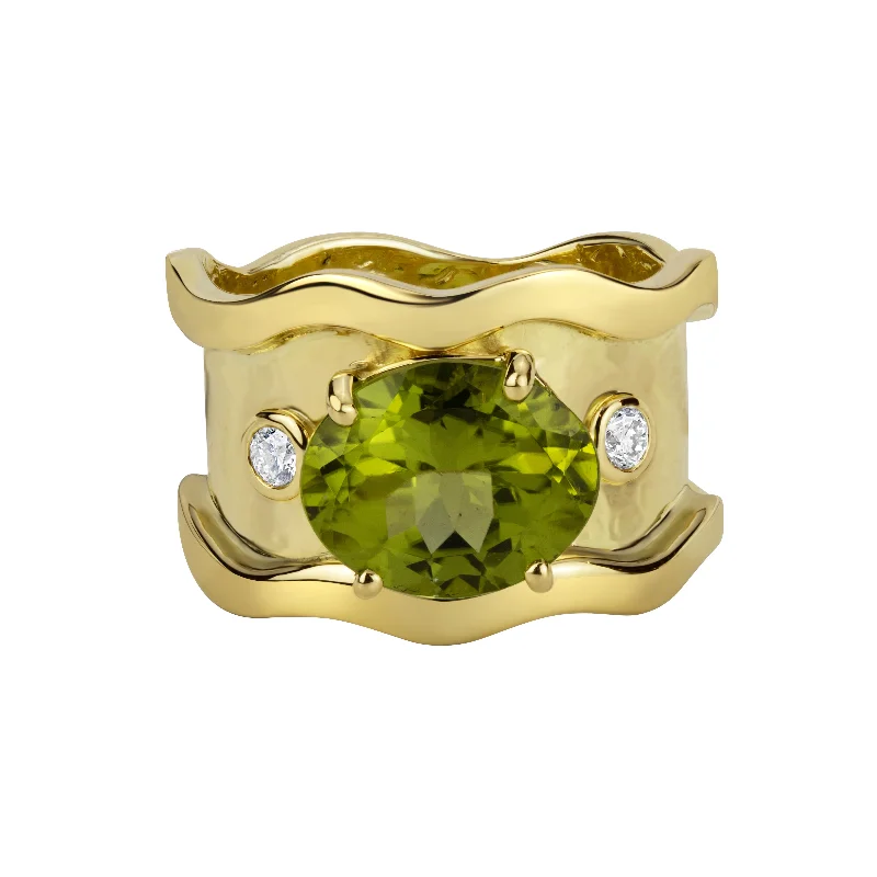 men’s rings with custom engravings and diamonds-Repair - Peridot and Diamond in 18K Gold (2100P)