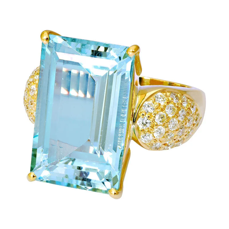 luxury rings with diamonds for women-Repair - Ring - Aquamarine and Diamond (2140I)