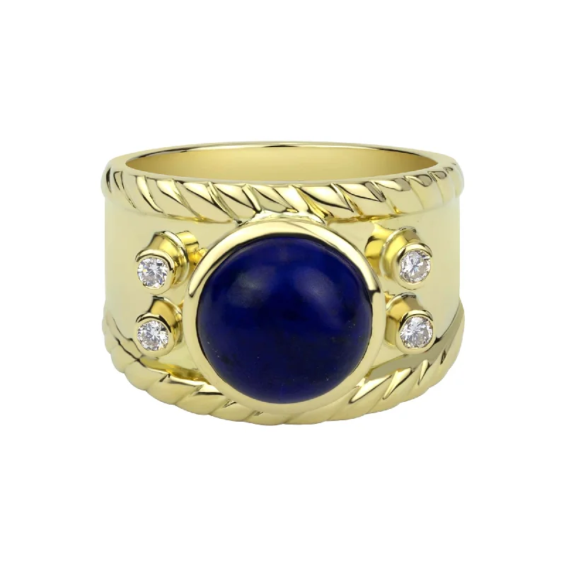 men’s rings with diamonds and emeralds-Repair - Ring - Lapis Lazuli & Diamond (2333B) in 18K Gold