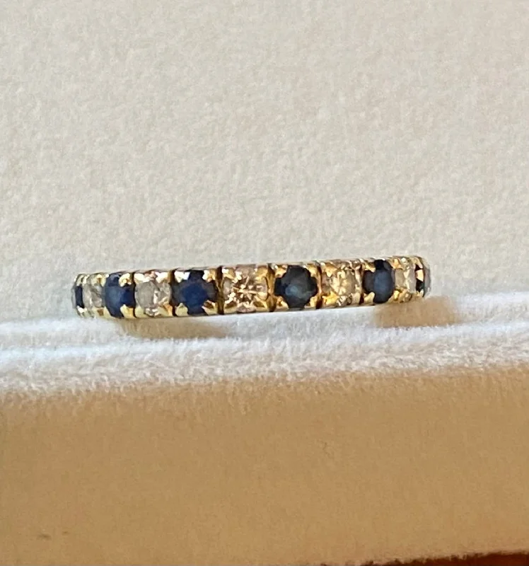 custom vintage rings for men-Repair - Ring - Blue Sapphire and Diamond