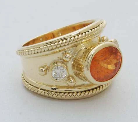 wedding rings for men with custom engraving-Repair - Ring - Orange Garnet & Diamond (1699G)