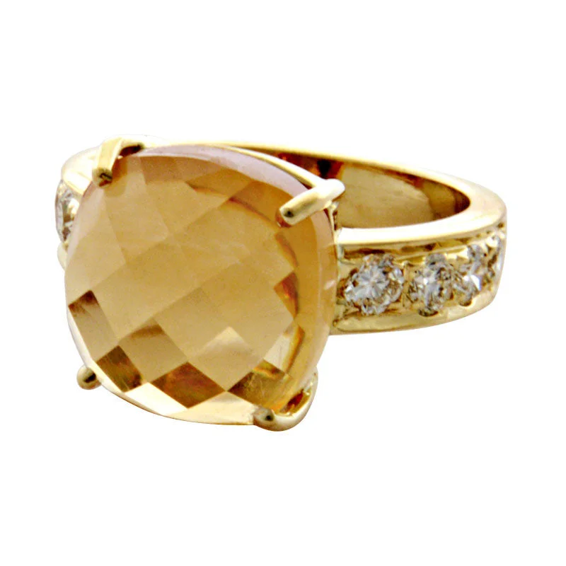 platinum rings for women with diamonds-Repair - Ring- Citrine And Diamond (1930L)