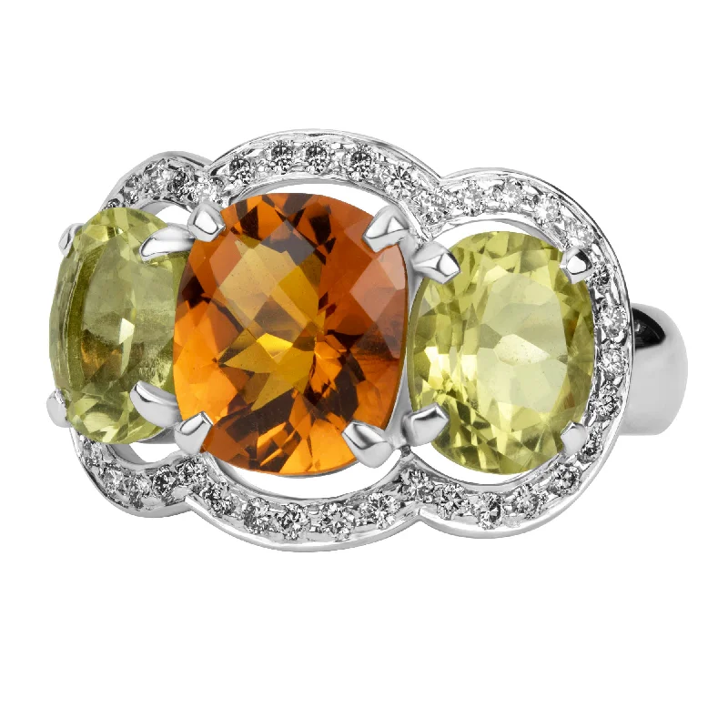 women’s signet rings in gold-Repair - Ring - Citrine, Lemon Quartz and Diamond (319BS)