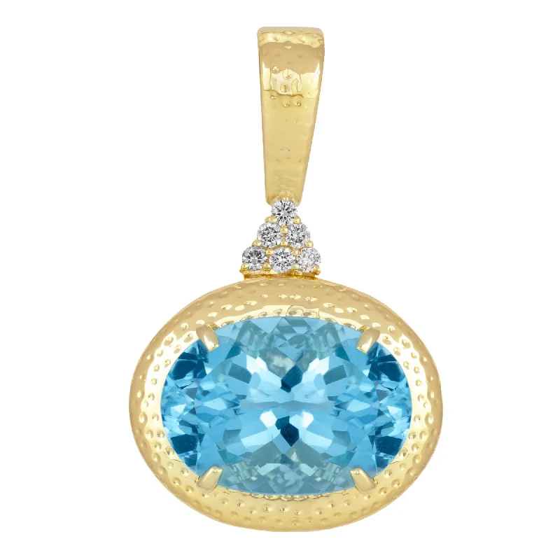 luxury gold engagement rings with sapphires-Repair - Pendant - Blue Topaz & Diamond in 18K Gold (2369D)