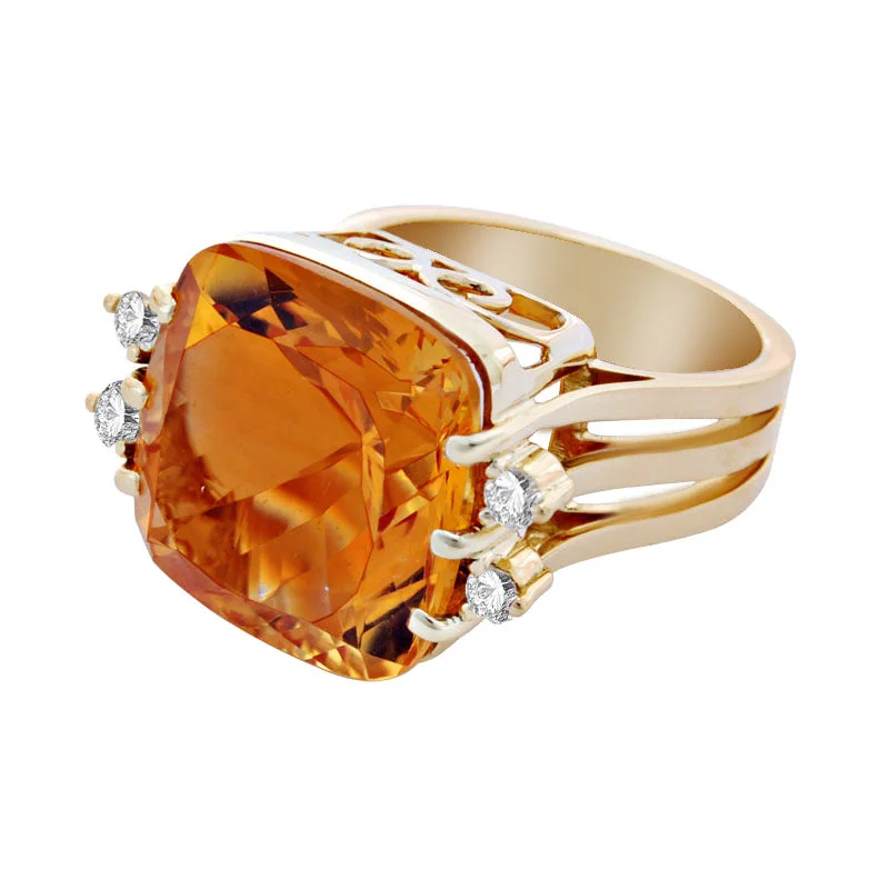 men’s wedding rings with custom gemstone settings-Repair - Ring - Citrine & Diamond (1846R) in 18K Gold