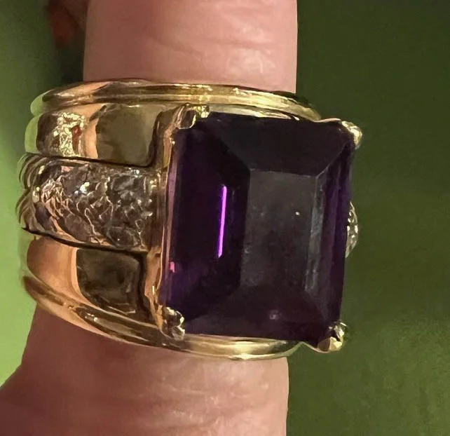 vintage custom rings for couples-Repair - Ring - Amethyst & Diamond