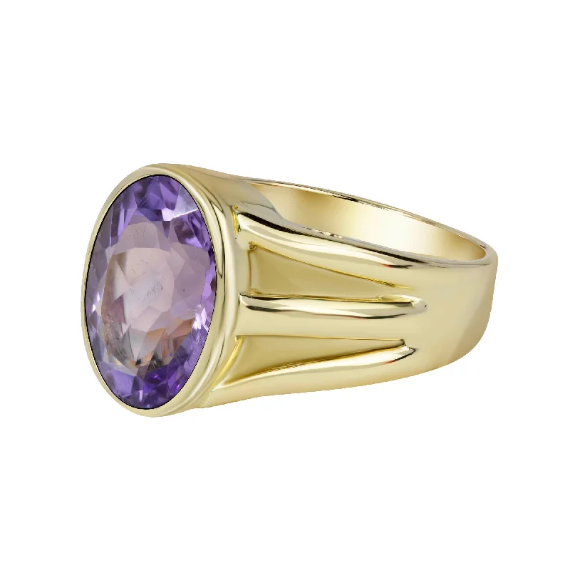 men’s rings with gemstones and diamonds for wedding-Ring - Amethyst (1392O)