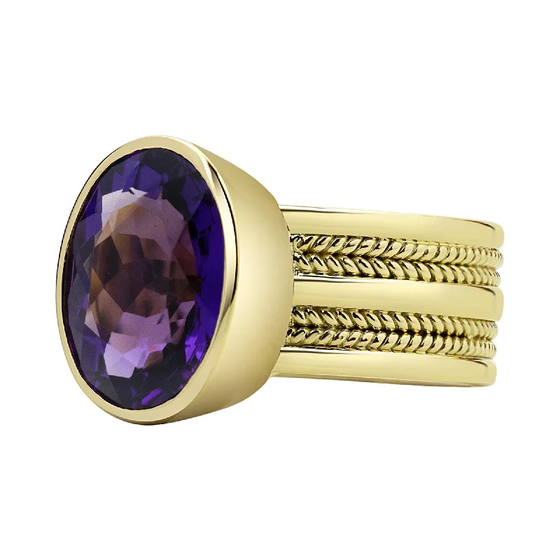 luxury gold rings with sapphires for women-Ring - Amethyst