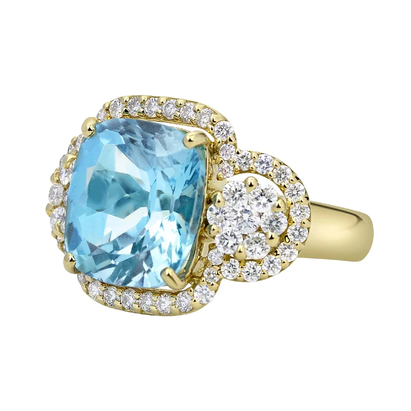 affordable engagement rings with diamonds-Ring - Blue Topaz And Diamond (2330E)