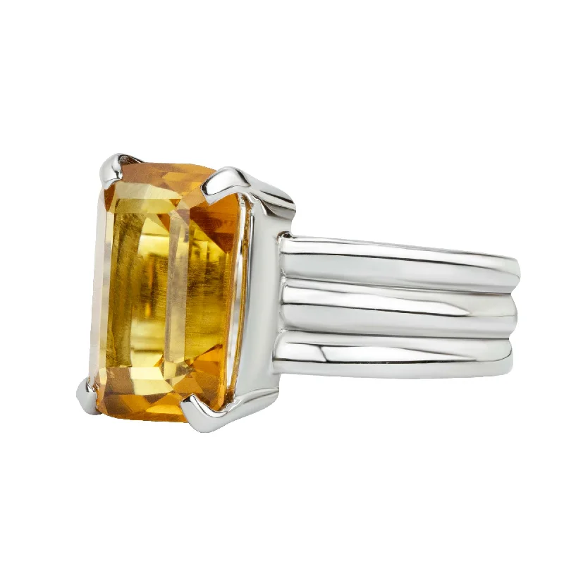 platinum wedding bands with colored stones-Ring - Citrine