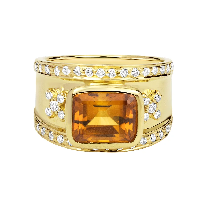 women’s rings with diamonds and sapphires-Ring - Citrine And Diamond (2328D)